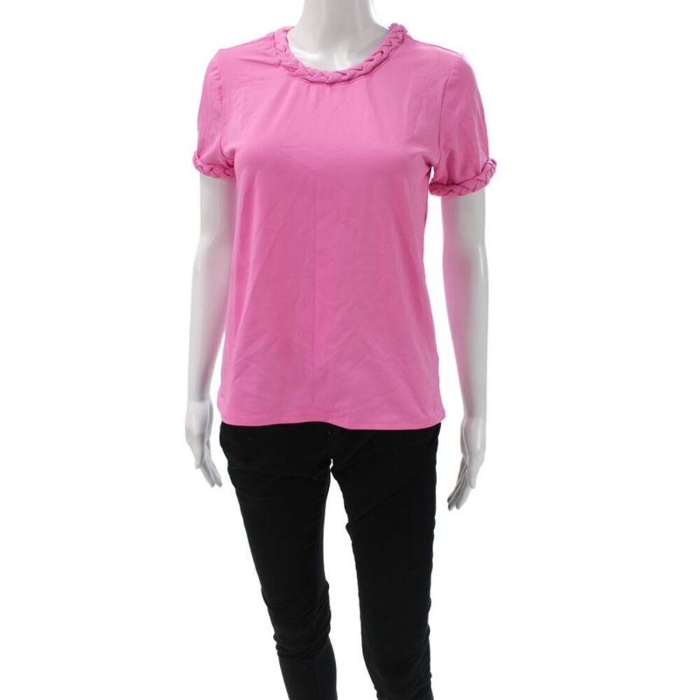 Cinq A Sept Women Pink Mock Neck Short Sleeve Jersey Top Size S